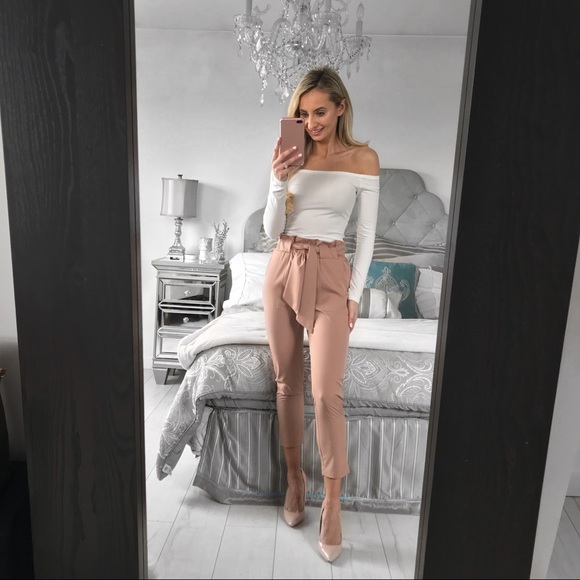 LAST ONE!!! High Waist Khaki Chiffon Trouser Pant - Picture 2 of 6